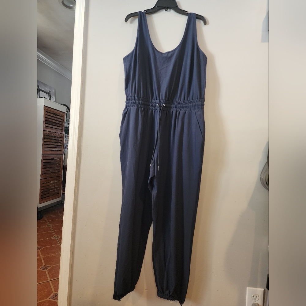 Abercrombie & Fitch A&F Navy Blue Sleeveless Traveler Jumpsuit Pants size XL - Picture 3 of 8